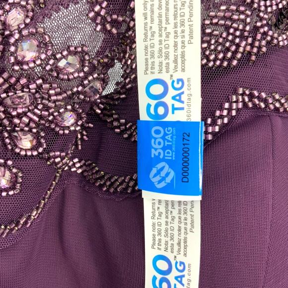 XSCAPE Sheer Matte Jersey Side Ruffle Beaded Dress Purple Size 18W $249 MSRP - Picture 13 of 14